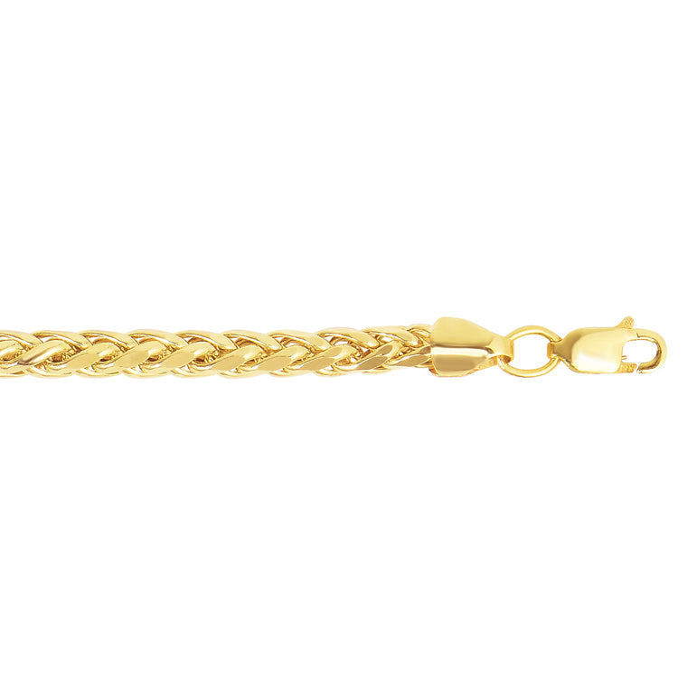 14K Gold 4.1mm Diamond Cut Lite Round Wheat Chain -Yellow | Lobster