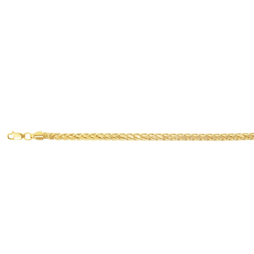 14K Gold 5.3mm Diamond Cut Lite Round Wheat Chain-Yellow | Pear Shaped Lobster