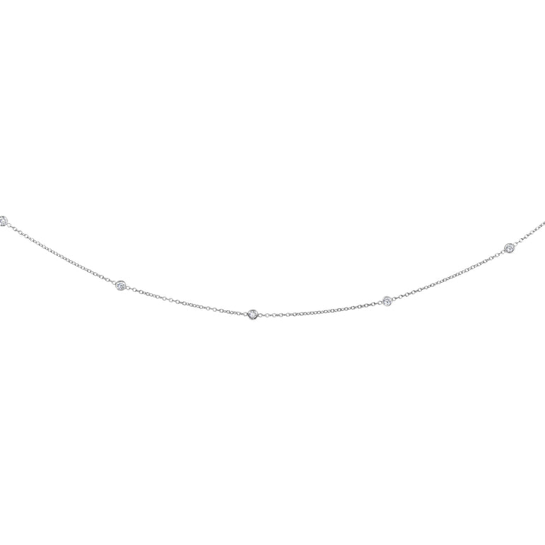 14K Gold .25ct Diamonds by the Yard Necklace-White | Lobster