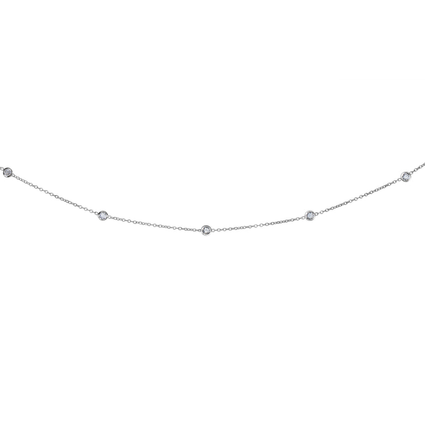 14K Gold .50ct Diamonds by the Yard Necklace-White | Lobster