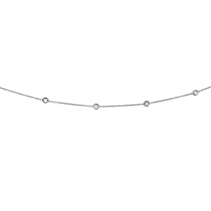 14K Gold 1.0ct Diamonds by the Yard Necklace-White | Lobster