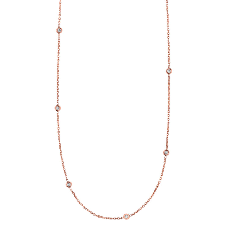 14K Gold .25ct Diamonds by the Yard Necklace-Rose | Lobster