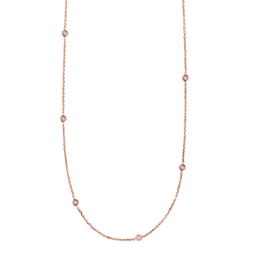 14K Gold .25ct Diamonds by the Yard Necklace-Rose | Lobster