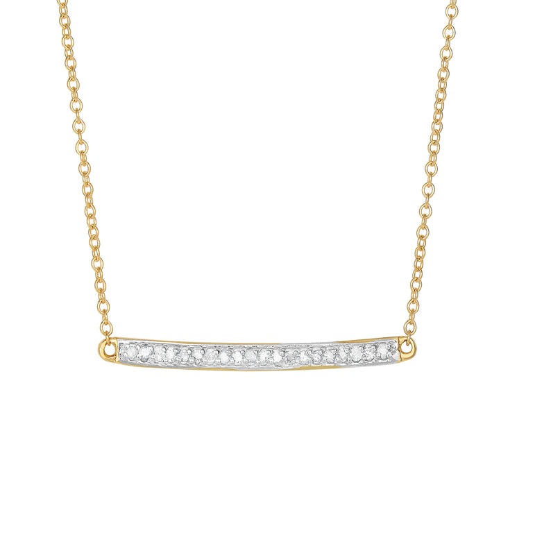 14K Gold .12ct Diamond Bar Necklace-Yellow | Lobster