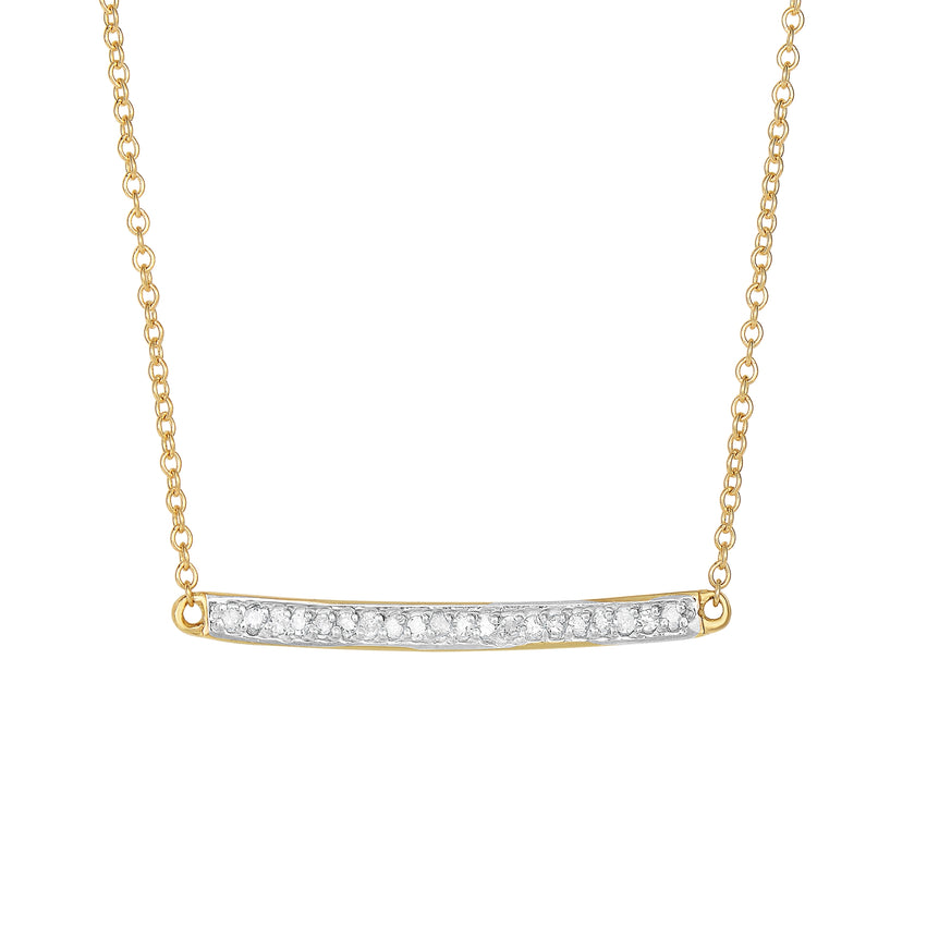 14K Gold .12ct Diamond Bar Necklace-Yellow | Lobster
