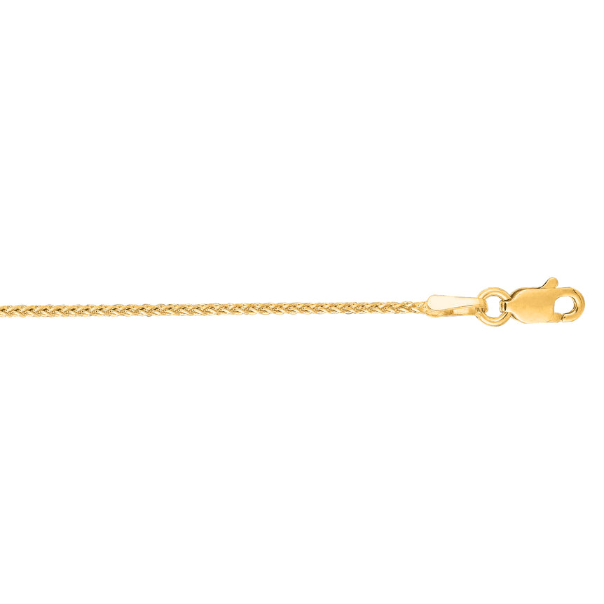 14K Gold 1.1mm Diamond Cut Round Wheat Chain -Yellow | Lobster