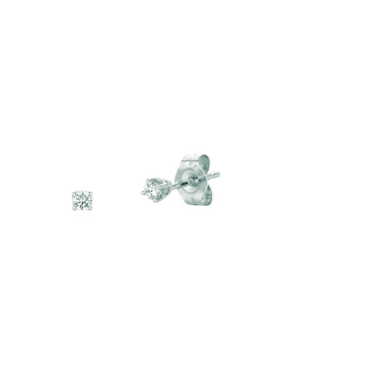 14K Gold .10ct J-K/I1-I2 Round Diamond Stud Earring-White | Push Back