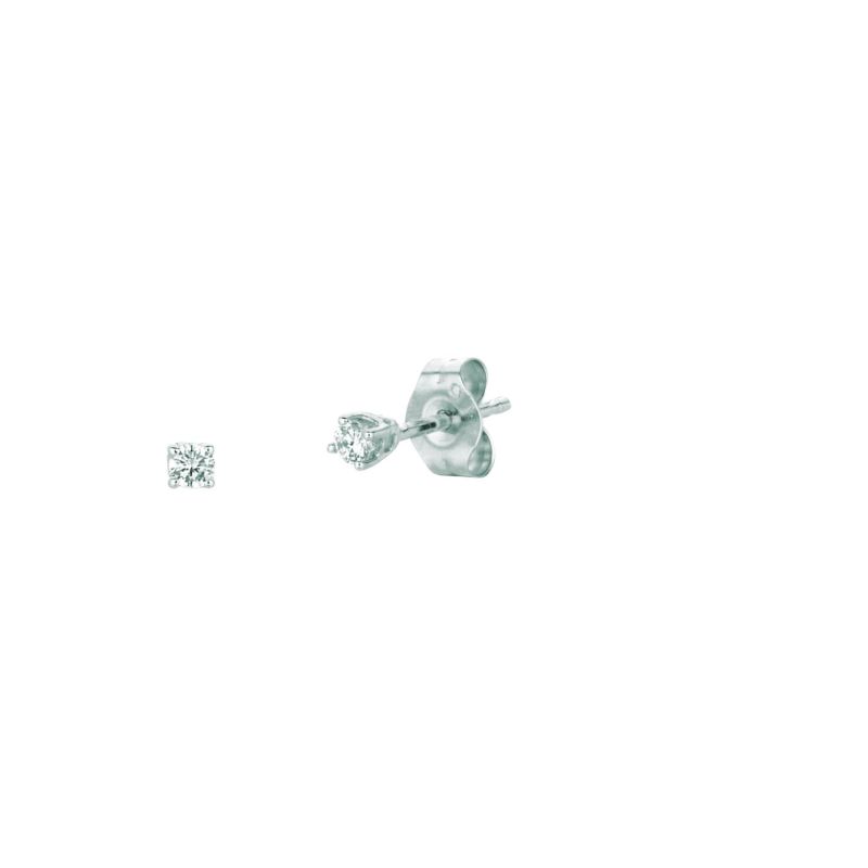 14K Gold .05ct I-J/I1 Round Diamond Stud Earring-White | Push Back