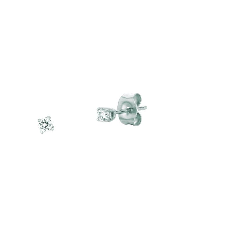 14K Gold .10ct I-J/I1 Round Diamond Stud Earring-White | Push Back