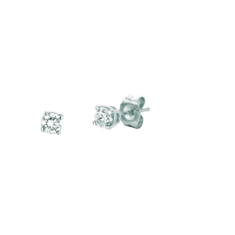 14K Gold .35ct I-J/I1 Round Diamond Stud Earring-White | Push Back