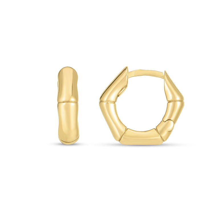 14K Bamboo Huggie Hoops-Yellow | Snap