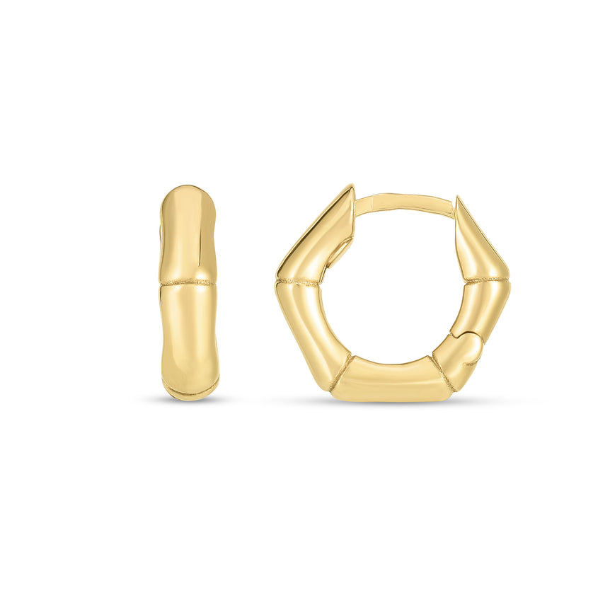 14K Bamboo Huggie Hoops-Yellow | Snap