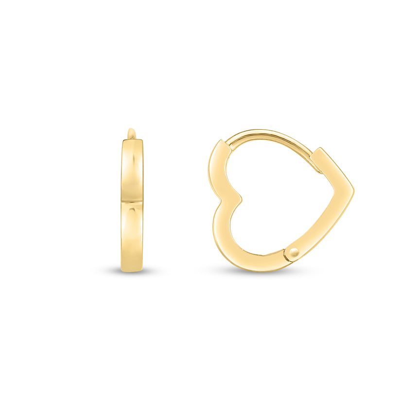 14K Heart Huggie Hoops-Yellow | Snap