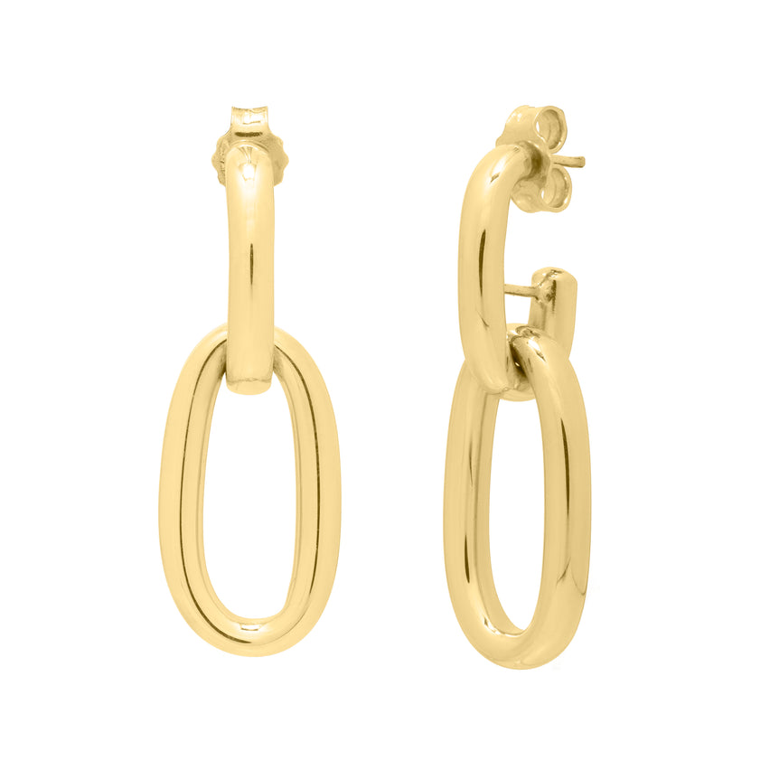 14K Gold Link Drop Earrings-Yellow | Push Back