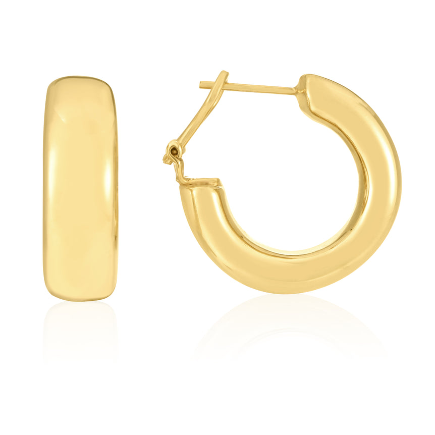 14K Gold Large Omega C-Hoops-Yellow | Omega Back