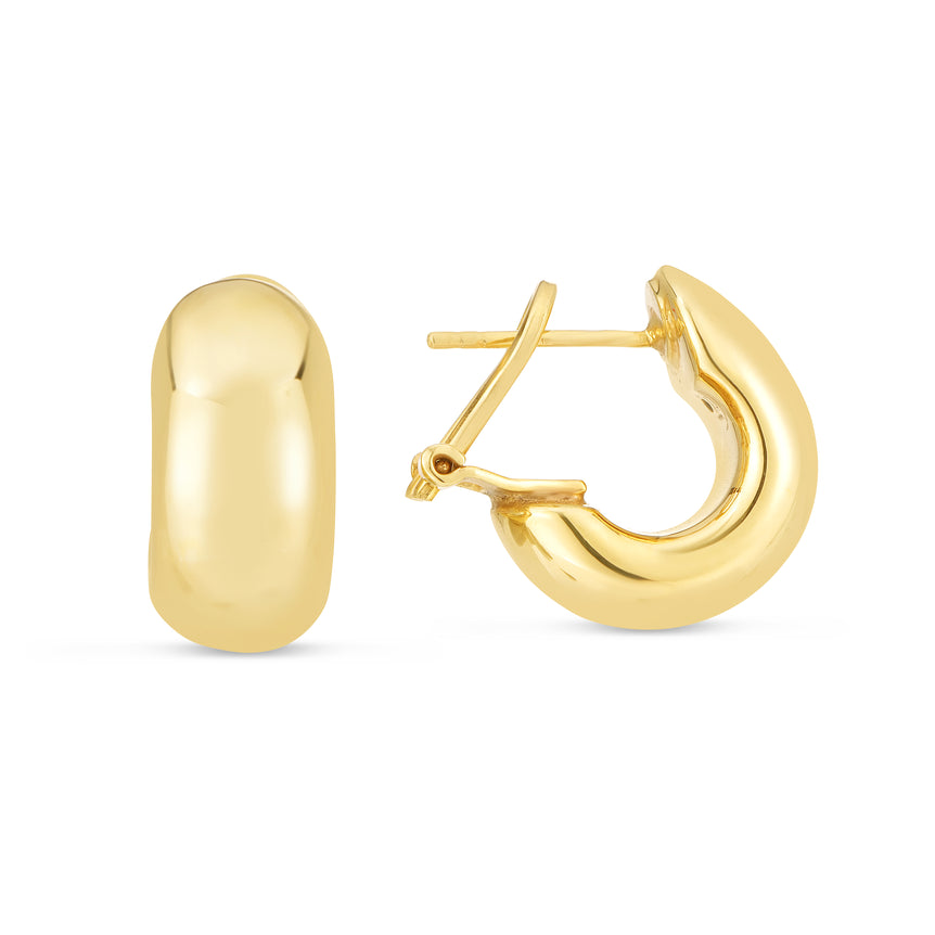 14K Gold Small Omega C-Hoops-Yellow | Omega Back