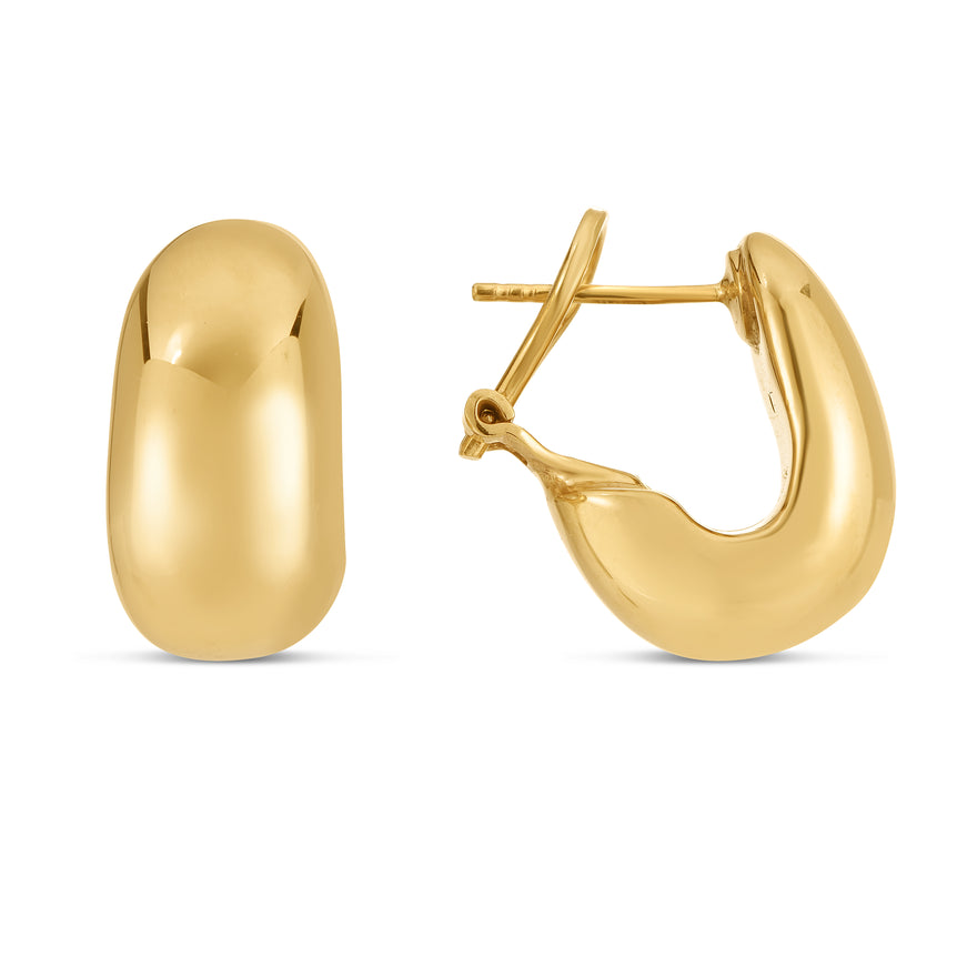 14K Gold Fancy Omega Hoops-Yellow | Omega Back