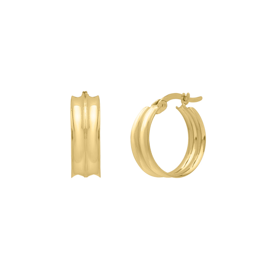 14K Medium Concave Hoops -Yellow | Hinged