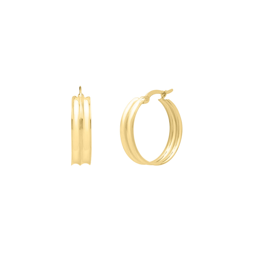 14K Large Concave Hoops -Yellow | Hinged