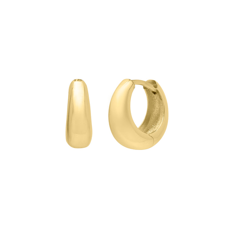 14K Tapered Huggie Hoops -Yellow | Snap
