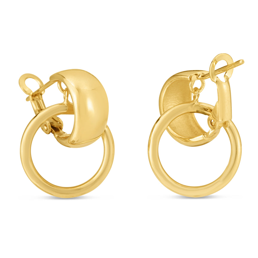 14K Gold Interlocking Omega Hoops-Yellow | Omega Back