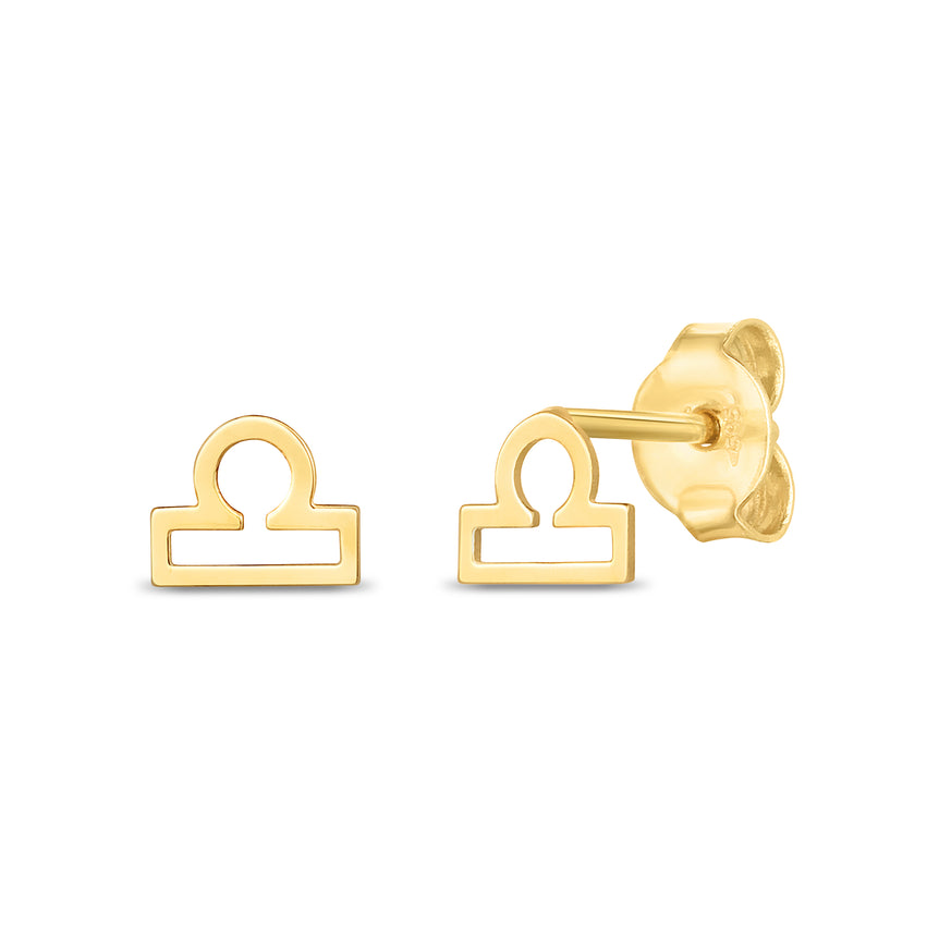 14K Gold Libra Studs-Yellow | Push Back