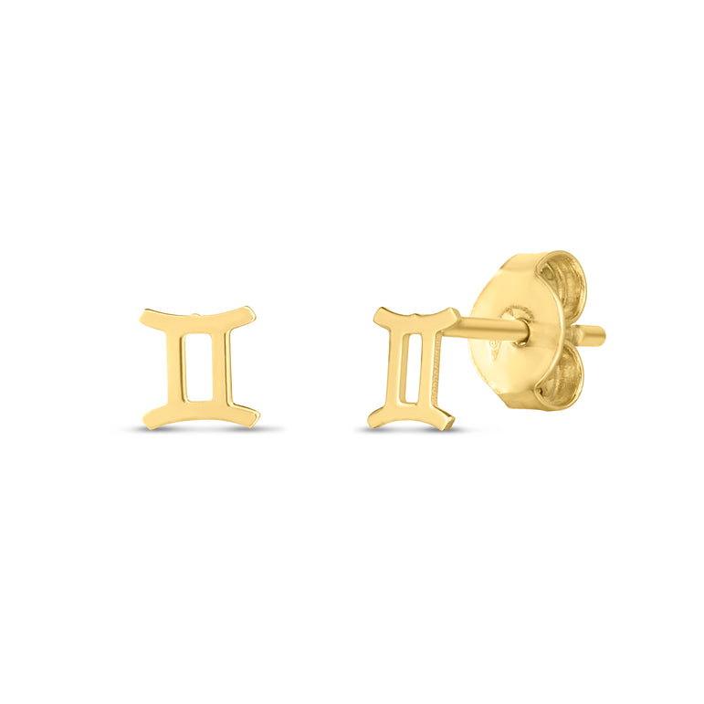 14K Gold Gemini Studs-Yellow | Push Back