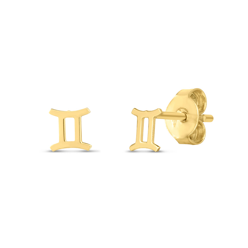 14K Gold Gemini Studs-Yellow | Push Back