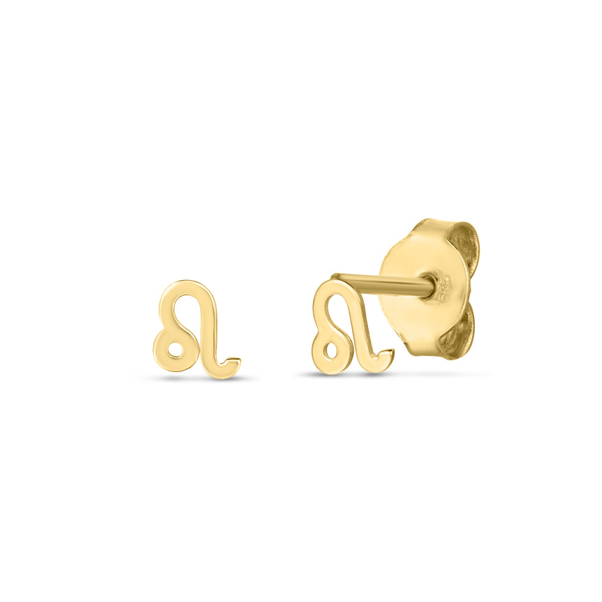 14K Gold Leo Studs-Yellow | Push Back