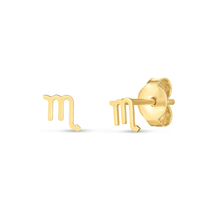 14K Gold Scorpio studs-Yellow | Push Back