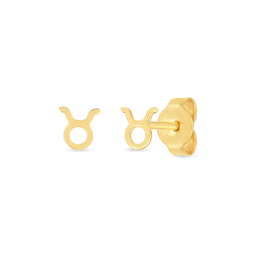 14K Gold Taurus Studs-Yellow | Push Back