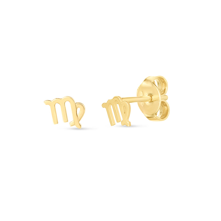 14K Gold Virgo Studs-Yellow | Push Back