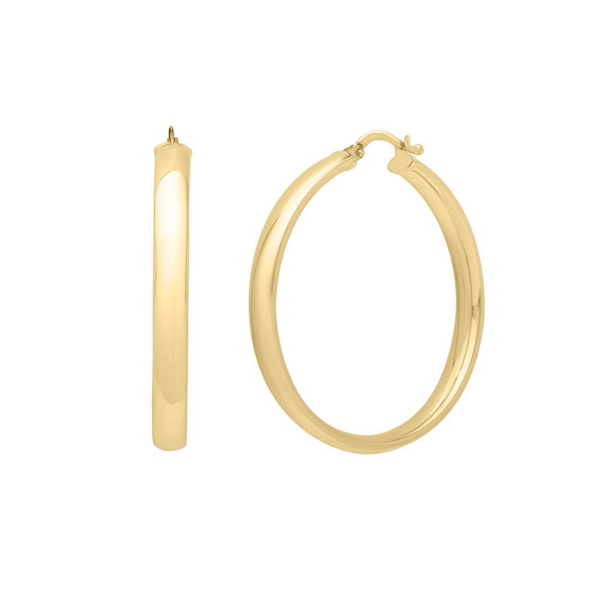 14K Medium Wedding Hoops -Yellow | Hinged