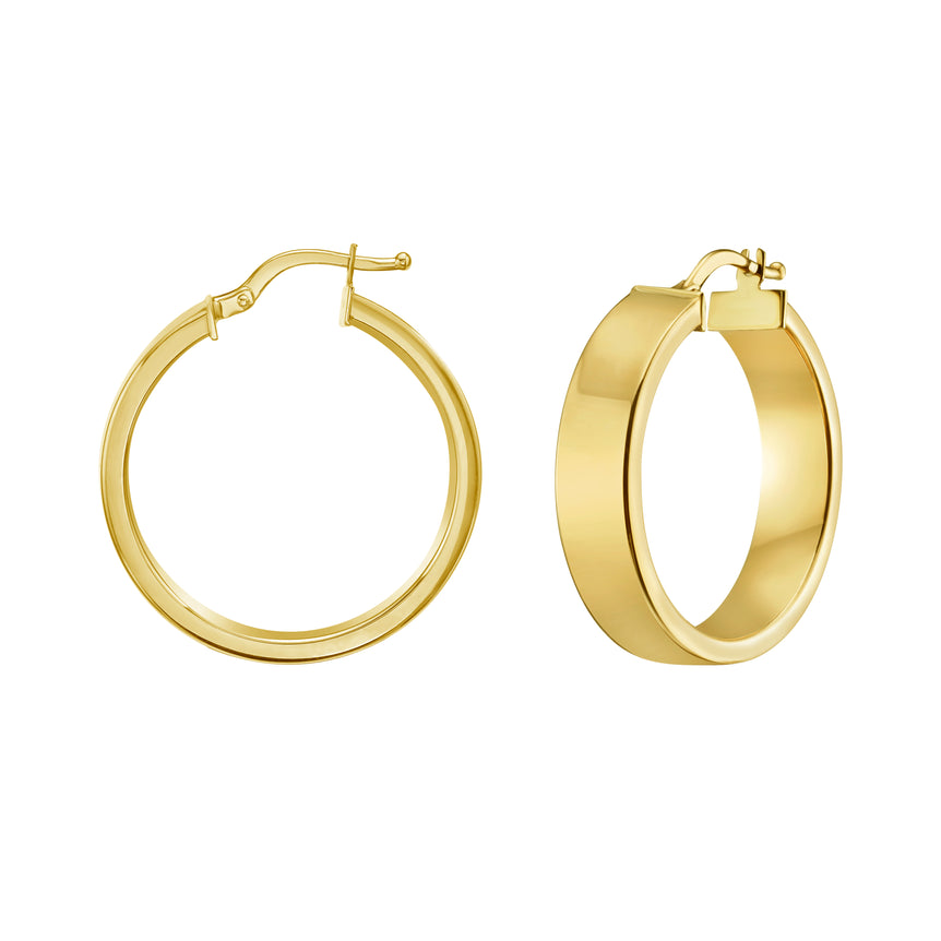 14K Medium Square Tube Hoops -Yellow | Hinged
