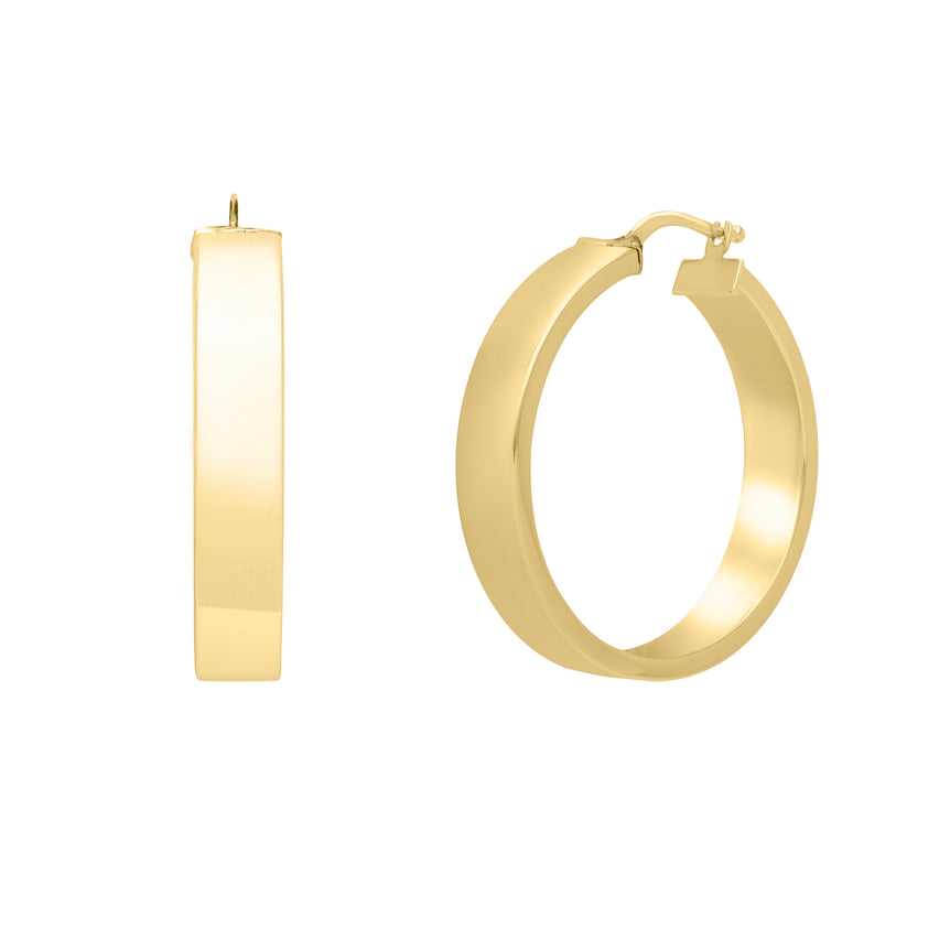 14K Large Square Tube Hoops -Yellow | Hinged