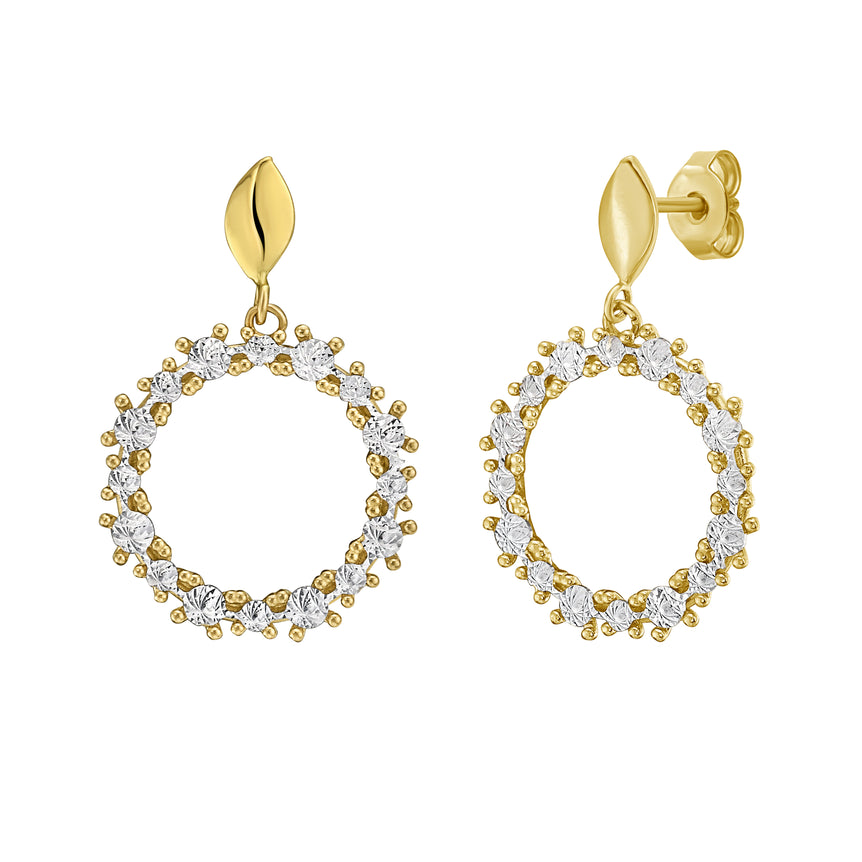14K Diamon'Oro Circle Earrings-Two-tone | Push Back