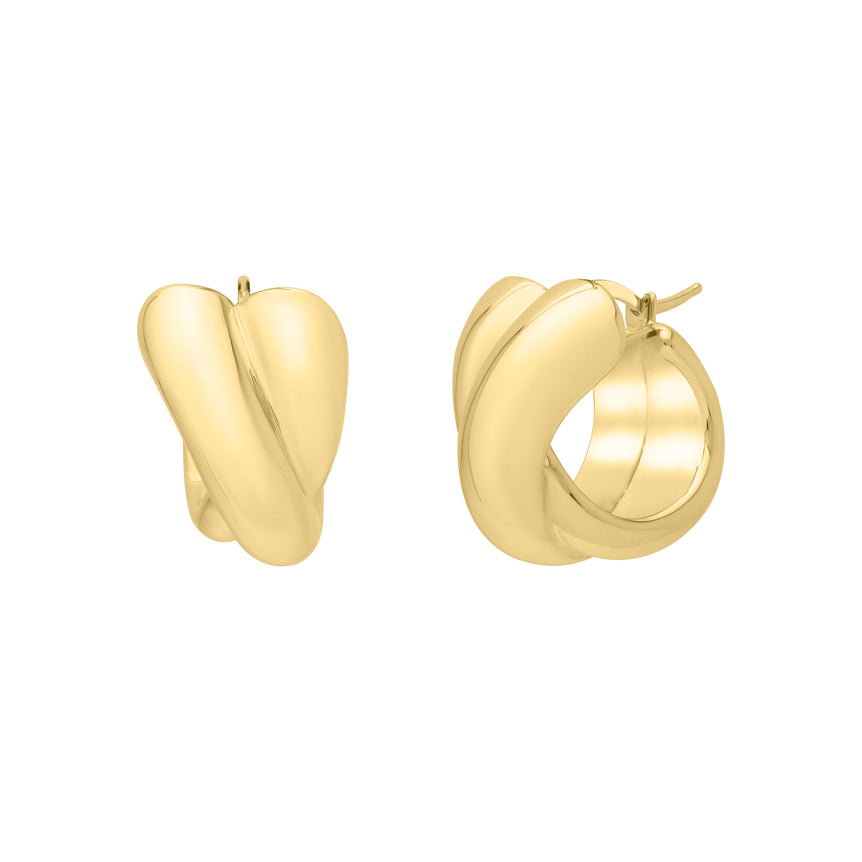 14K Crossover Hoops -Yellow | Hinged