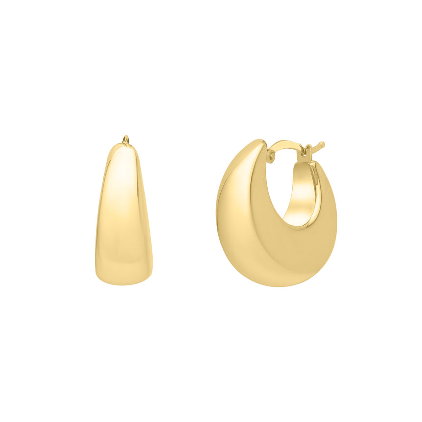 14K Large Tapered Hoops -Yellow | Hinged
