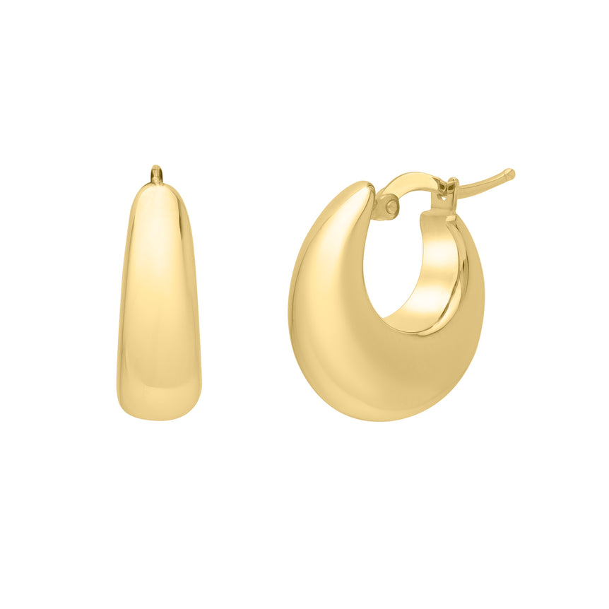 14K Medium Tapered Hoops -Yellow | Hinged