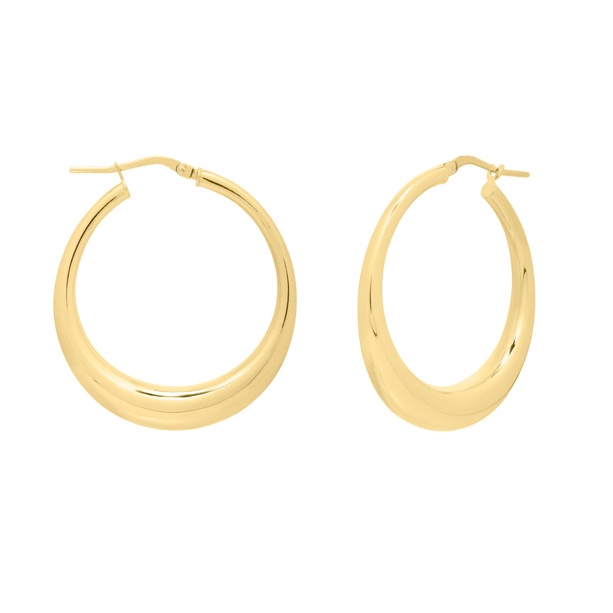 14K Gold Oval Electroform Hoops-Yellow | Hinged