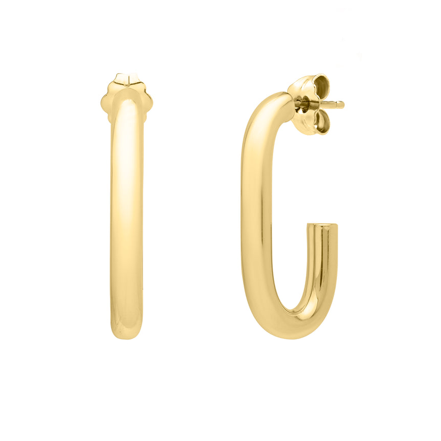 14K Paperclip Hoops -Yellow | Push Back