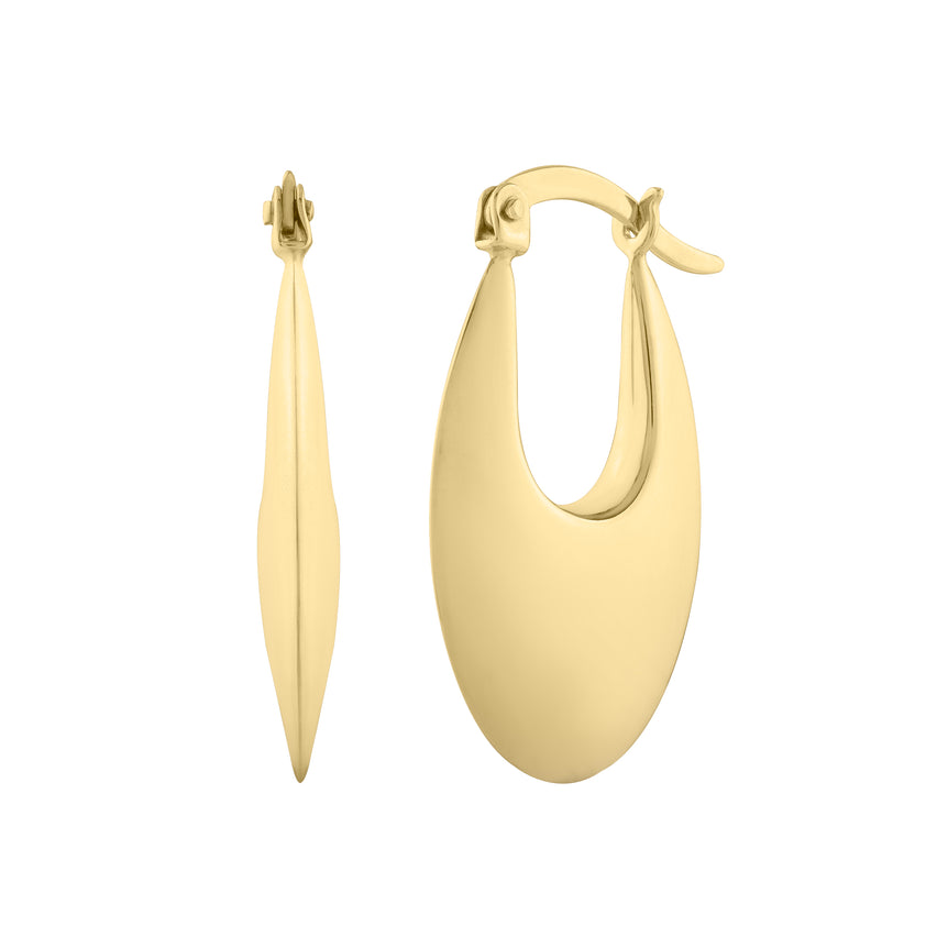 14K Creole Oval Hoops -Yellow | Hinged
