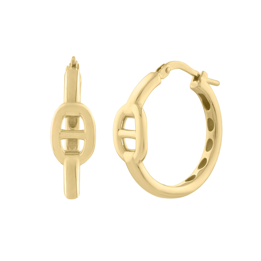 14K Puff Mariner Hoops -Yellow | Hinged