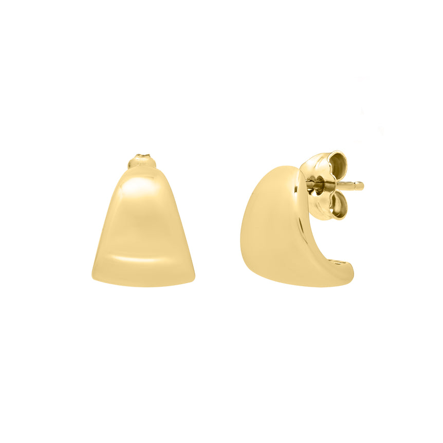 14K Gold Graduated Puffed Up Hoops-Yellow | Push Back