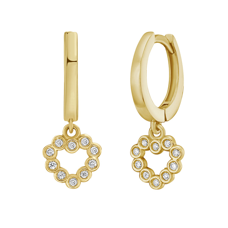 14K Petite Diamond Heart Earrings-Yellow | Snap