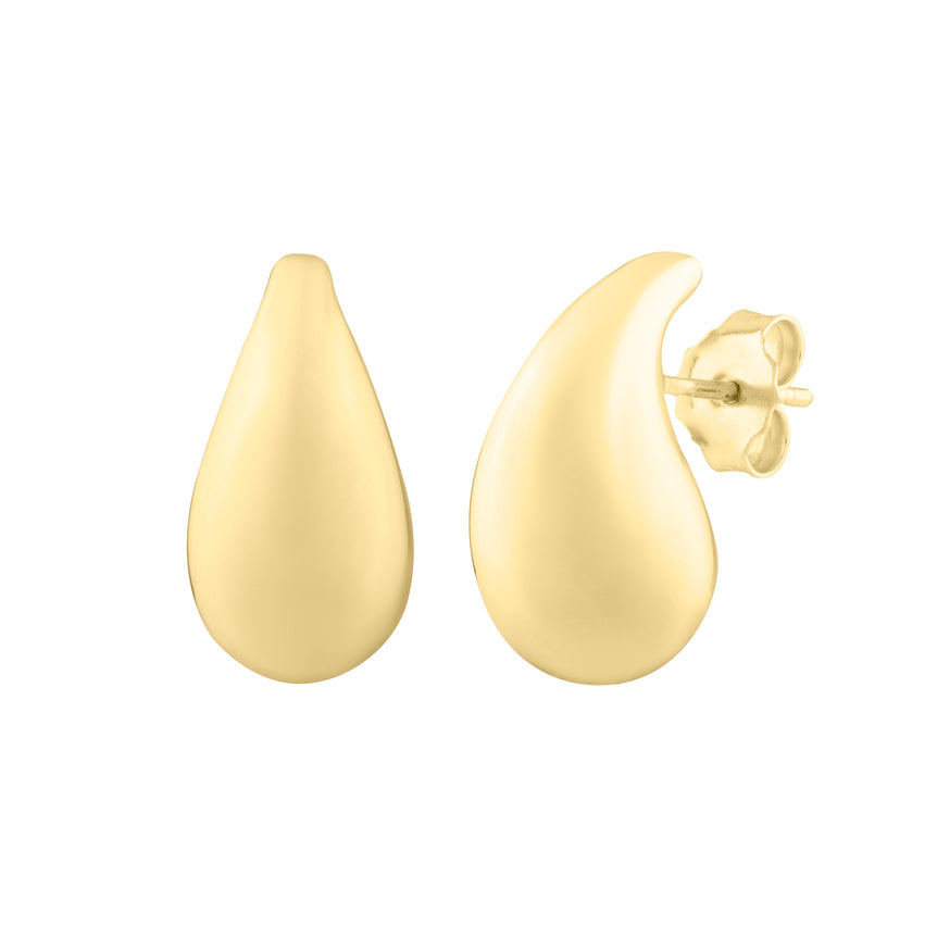 14K Small Raindrop Studs-Yellow | Push Back