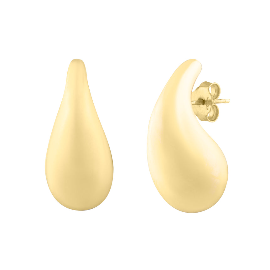 14K Large Raindrop Studs-Yellow | Push Back