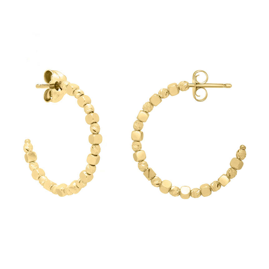 14K Pebble C Hoops-Yellow | Push Back