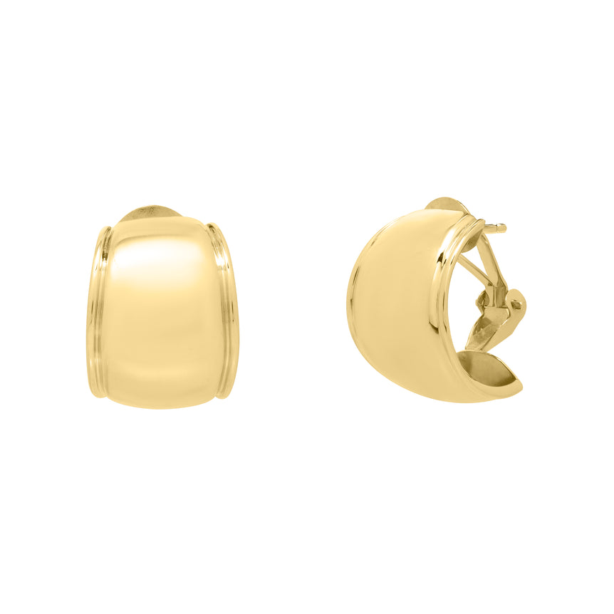 14K Gold Omega Mixed Media Hoop Earring-Yellow | Omega Back