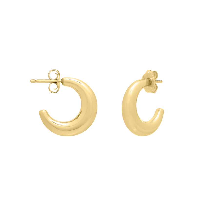 14K Gold Puffy C Hoops-Yellow | Push Back